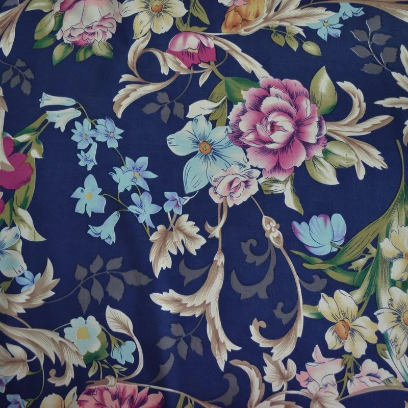 Ladies grace and beautiful 100% mulberry silk crepe satin printed 16mm 114cm width fabric for dress, shirts,Hanfu,pillow case,