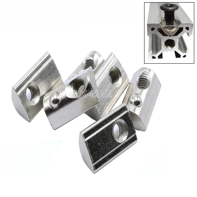 Carbon Steel  M3 M4 M5 M6 M8 Spring Loaded Tee Nuts for 2020/3030/4040/4545 V Slot Linear Extrusion  Aluminum Profiles 3DPrinter