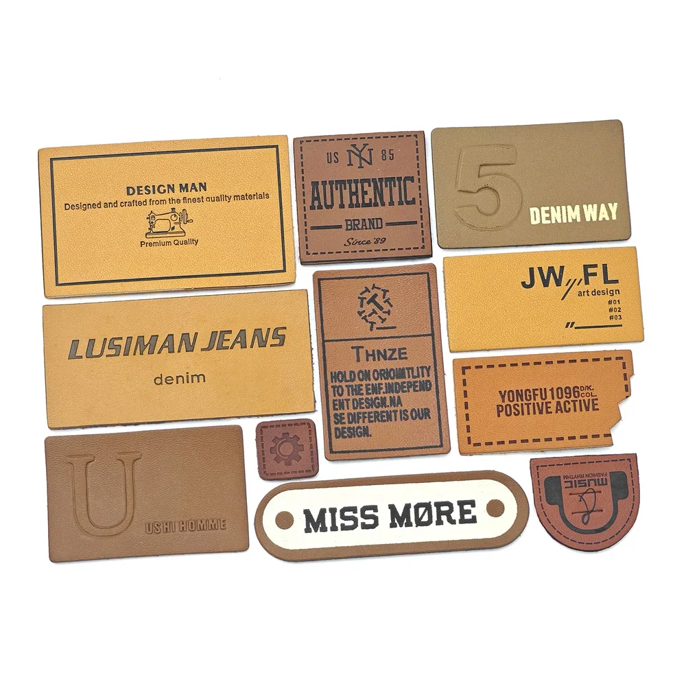 Garment clothing clothes denim faux patch custom logo jeans leather label pu leather tag for clothes bags jeans