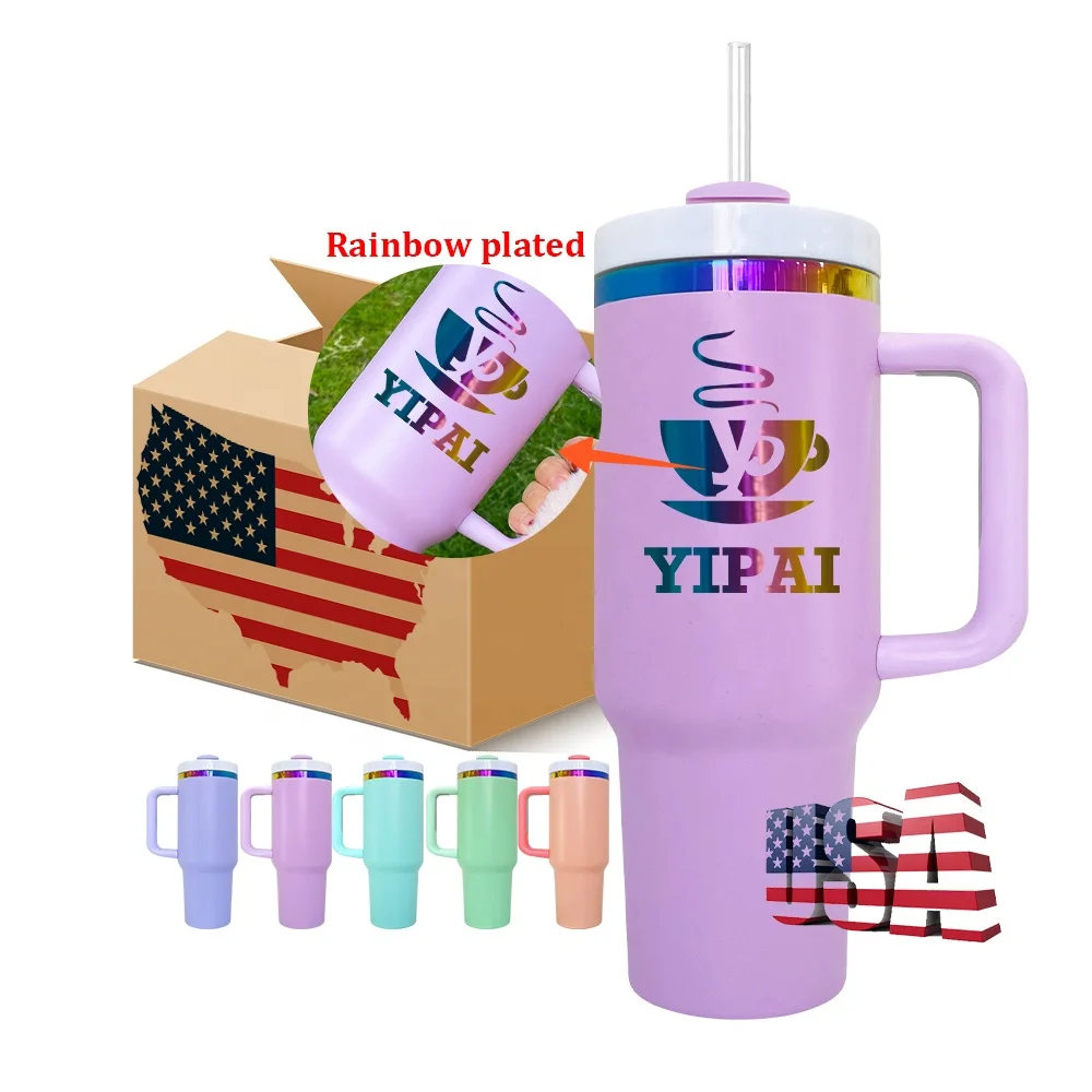 vacuum insulated stainless steel 40oz rainbow plated tumbler bulk Personalized Custom H2.0 40oz tumbler
