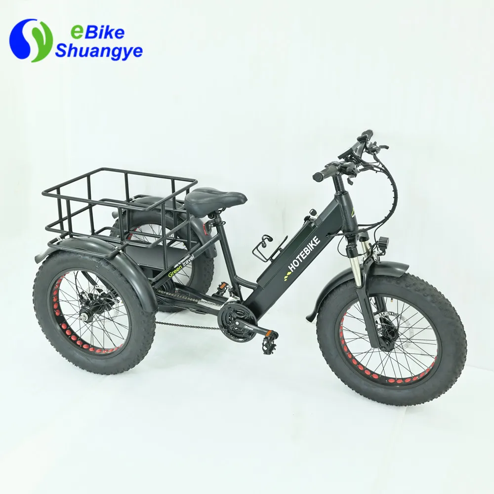 China Factory Three Wheels Big Tire Trike Adult Tricycle 3 Wheel Electric Scooter 20Inch Fat Electric Cargo Bicycle Bike