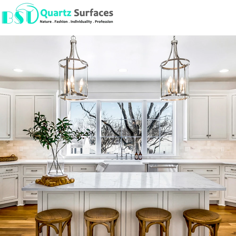 White Calacatta Artificial Quartz Stone Slab with Polished/Matte/Lichi Surfaces