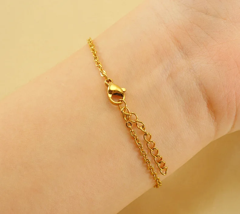 BR108 New 18k Gold Plated 26 Letter Titanium Steel 16+5cm Bracelet Alphabet Letter Bracelets Hollow Pendant Bracelet For Women