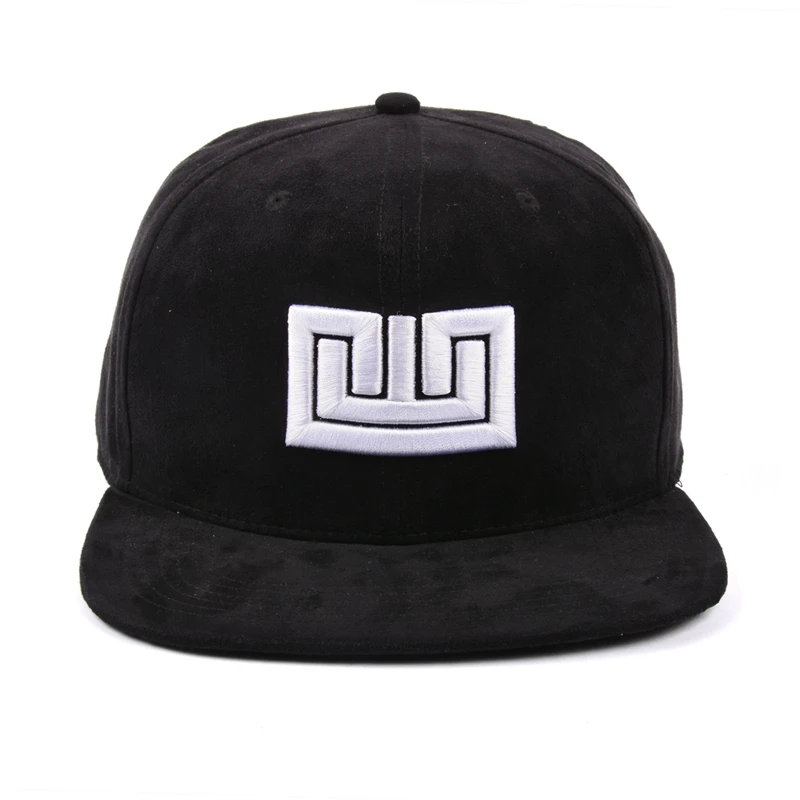 Custom suede 3d embroidery flat cap fitted snapback hat