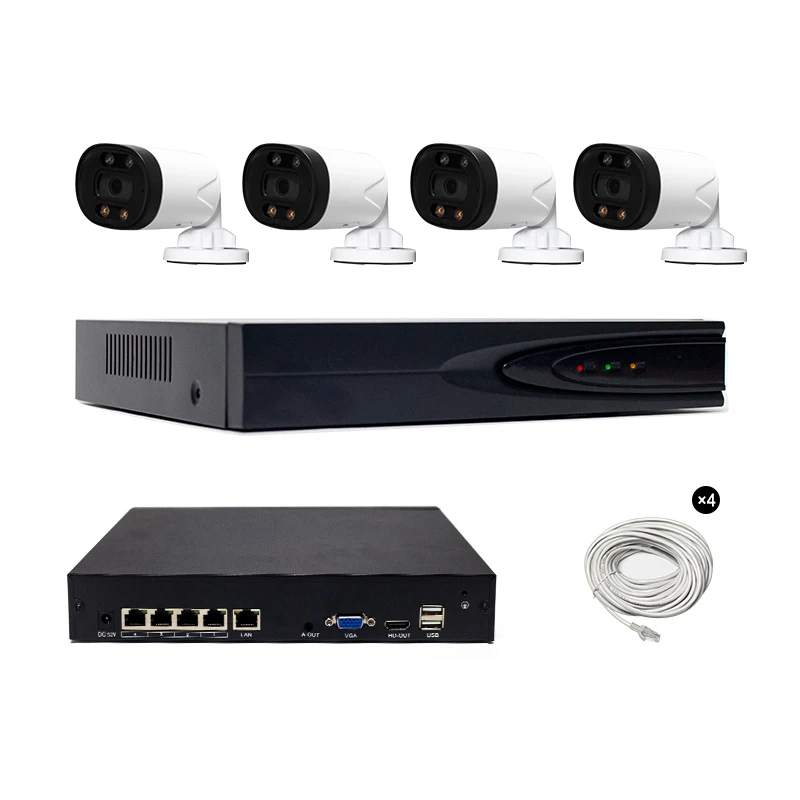 Bestech Video Home Security 4CH HD 5MP H.256 Dual Light Full Color Mic Speaker PoE IP CCTV Camera Kit