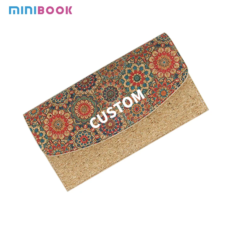 Minibook Wholesale Dinner Bag Custom Card Coin Credit Holder Wallet Purse Eco Friendly Cork Vegan Leather Functional Wallets