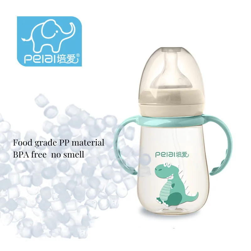 Food Grade PP Safe No Smell Non Toxic Anti-colic Babies Milk Bottle Silicone Nipple 240ml Baby Kids Infant Feeder Bottle