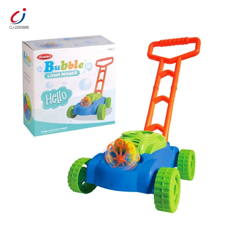 Chengji lawn mower bubble machine toy kids walker summer outdoor playing electric music blowing bubble lawn mower toddler toys