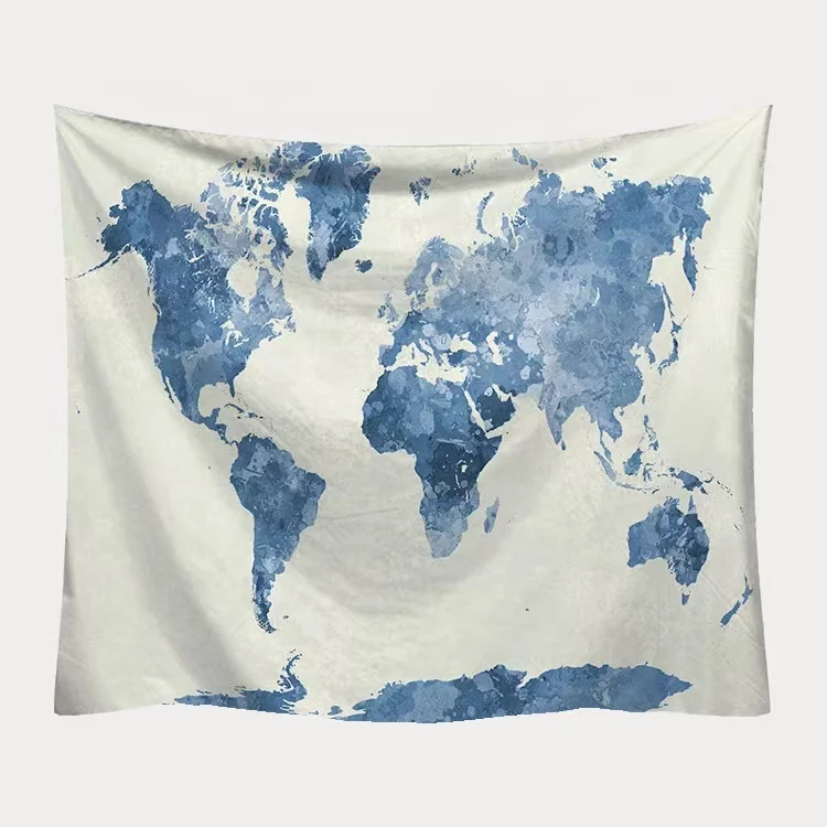 Personalized Custom Printed Wall Art Hanging Blanket World Map Tapestry For Home Decor