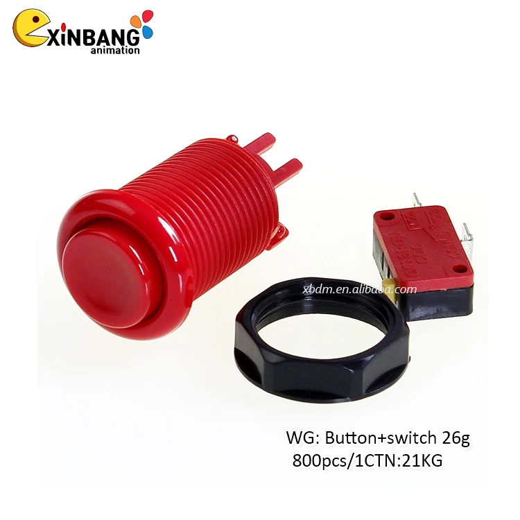 Rugged and Durable American Style Button with Switch Suitable for 28mm Mounting Hole Arcade Game Machine