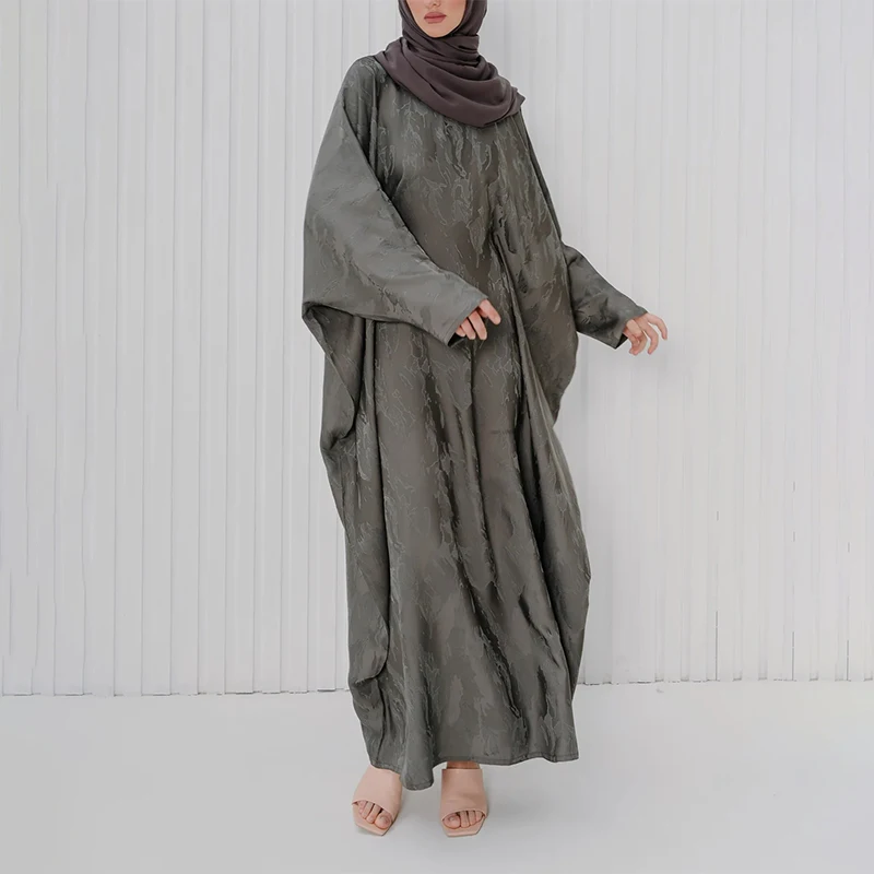 Premium jacquard loose abaya dress new design luxurious muslim butterfly open wrap cut abaya