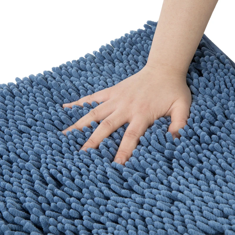 Luxury White Flower Bathroom Rug Chenille Bath Mat Chenille Striped Pattern Bath Rug