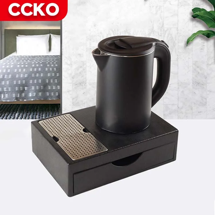 0.8L Black Hotel Household Kitchen Appliances High Quality 0.8L Portable Coffee Tea Water Kettle Electric Kettle With Tray Set