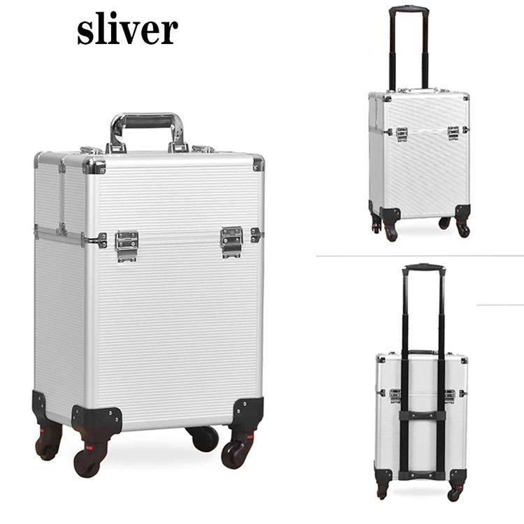 Wholesale Beauty Case High quality large cosmetic box Customized Luggage Rolling Professional Makeup Case With Mirror Legs