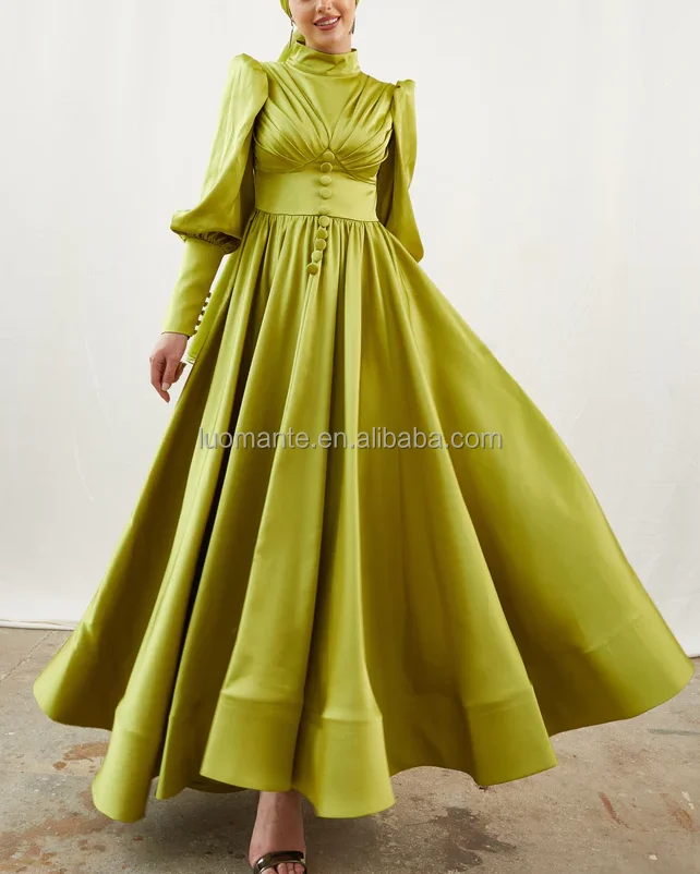 Clothing Manufacturers Dubai Muslim Satin Modest Party Prom Evening Maxi Dress For Ladies