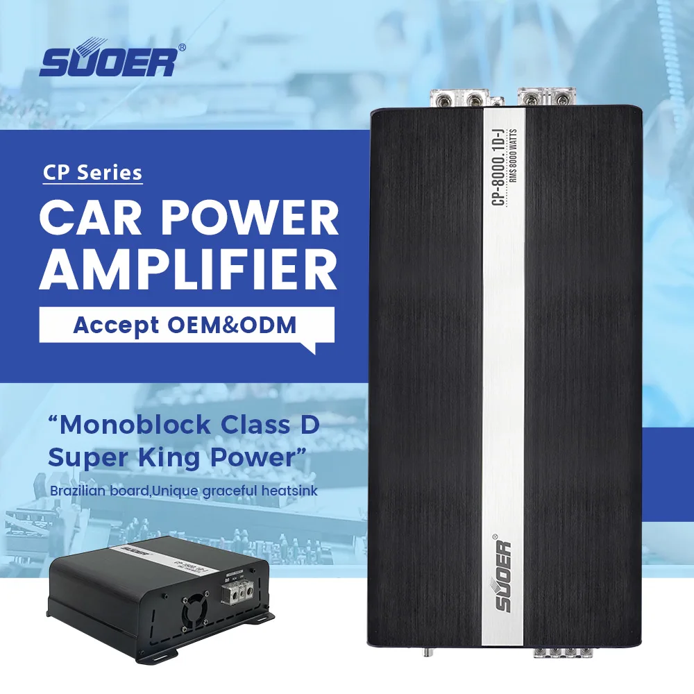 Suoer CP-8000 Best Price Peak Power 8000W Car Audio Amplifier 12V Amplifier mono Channel Class D Car Amplifier