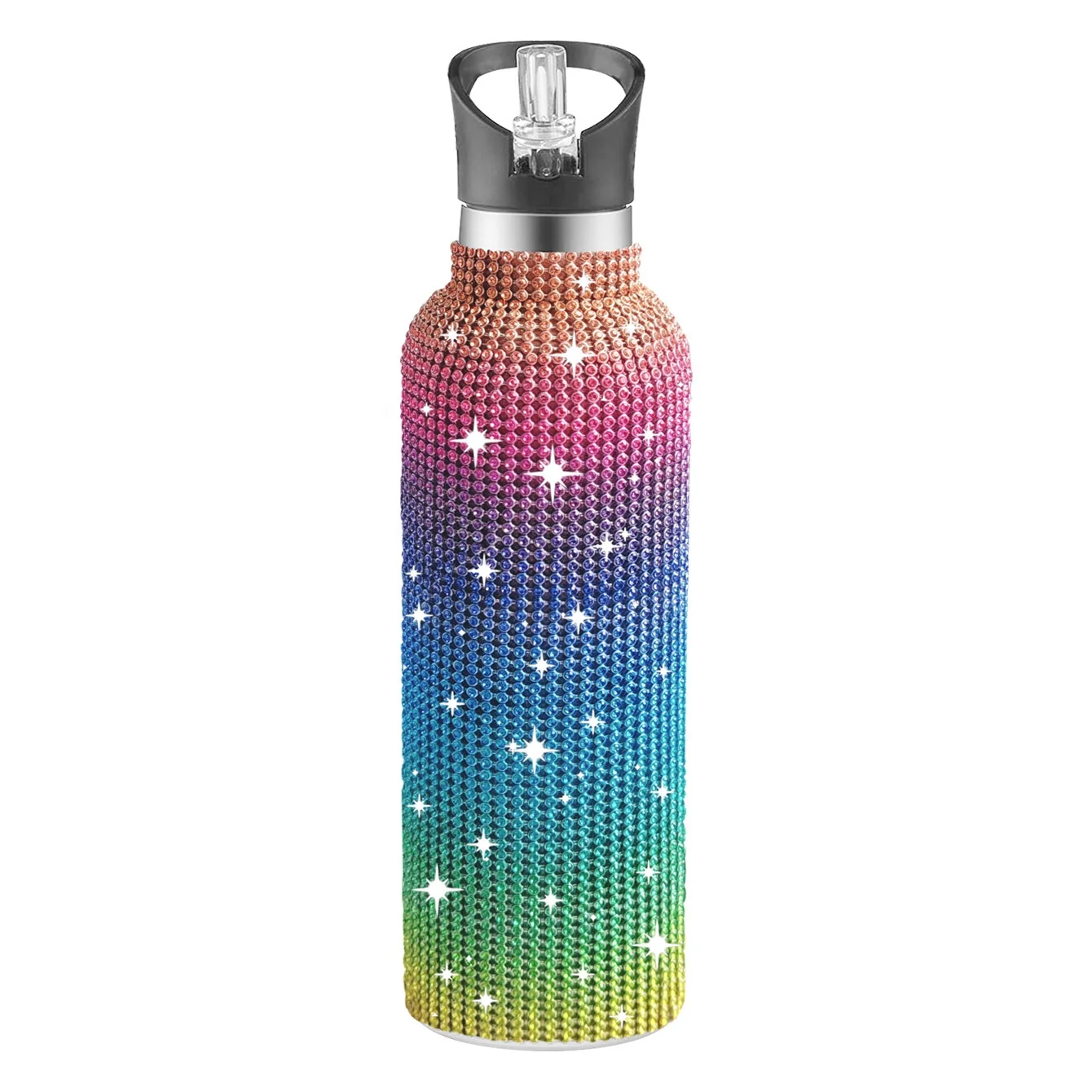 600ml Diamond Water Bottle  Glitter bling rhinestone diamond Thermal Sport Bottle for daily