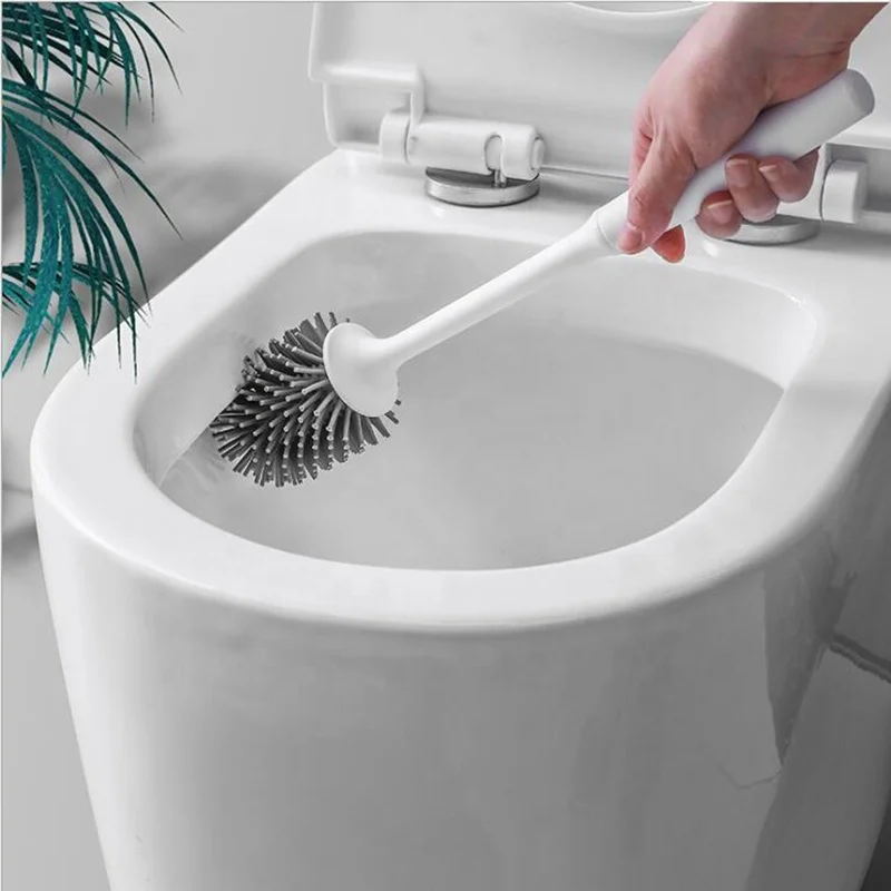 
Amazon Hot Sale WC Brush Self Cleaning Toilet Brush Holder Bathroom Set Wall-mounted Floor Cleaning Toilet Brush Rubber 