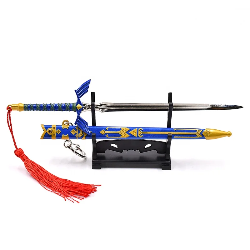 Free Custom Design Auto Eject Katana Sword Keychain 8.5Inchs Samurai Mold Pendant of Hot Game Skyward Swords Mold Toy Keychain