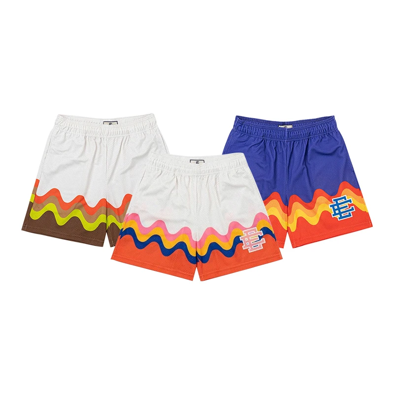 Custom Logo Color Double Layer Designer Lining Summer Sublimation All Over Print Custom Blank Short Men Mesh Shorts