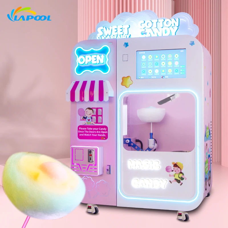 Wholesale Candy Floss Maker, Professional Commercial Full Automatic Cotton Candy Vending Machine/