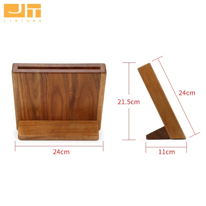 Premium Acacia Wood Kitchen Knife Holder Magnetic Universial Knife Block for KitchenKnife
