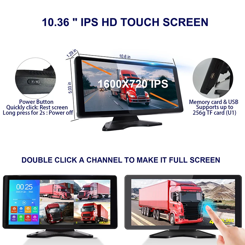 HOPE 5CH/Channel 12V-24V Touch Screen Car Monitor System Rear View Monitor Car reversing Truck DVR