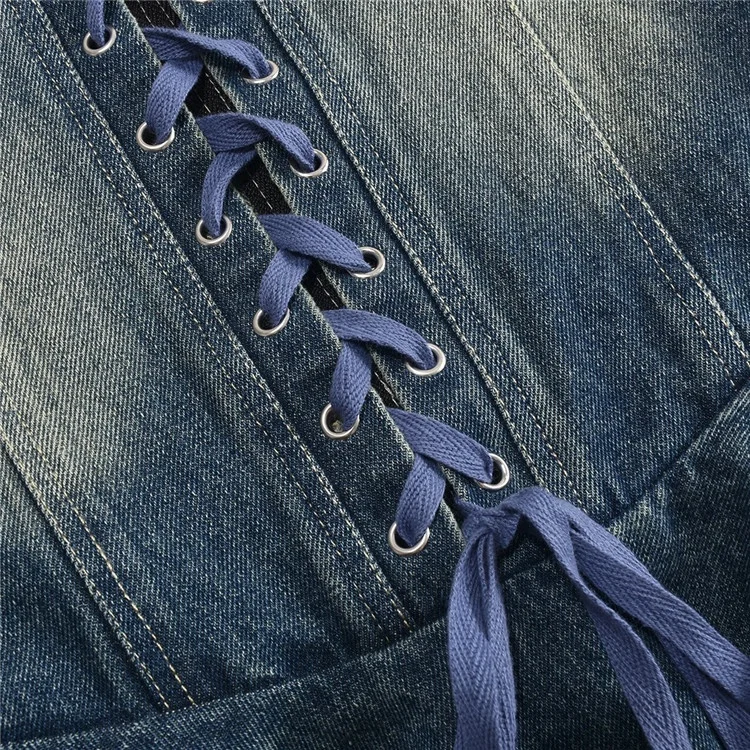 Women Strapless Denim Bodycon Lady Up Ruffles Mini Dress 2024 Summer Street Night Club Dresses