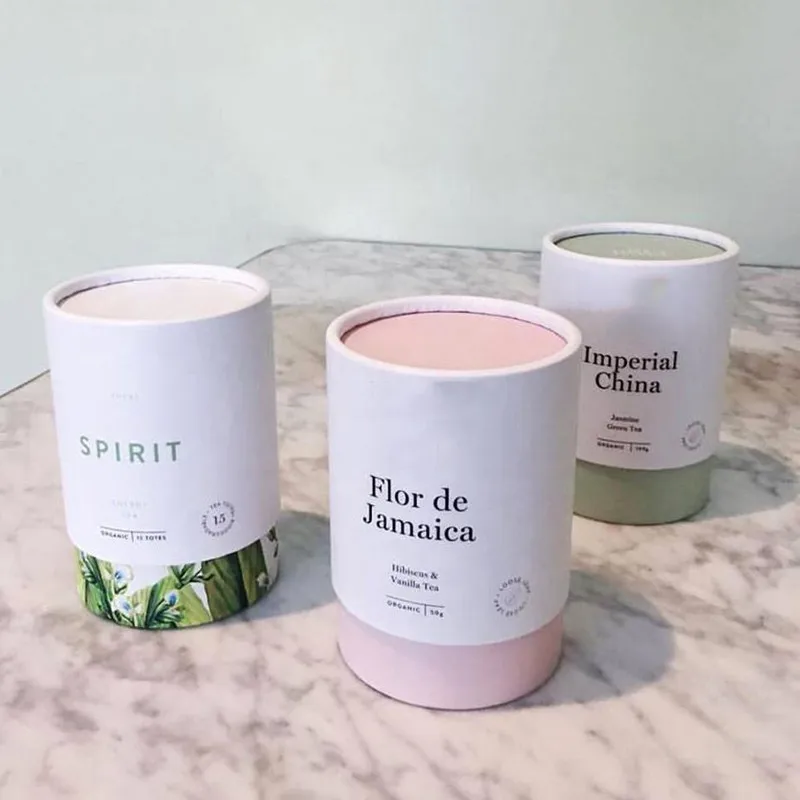 biodegradable paper cylinder boxes tea packages for teasing food tube container