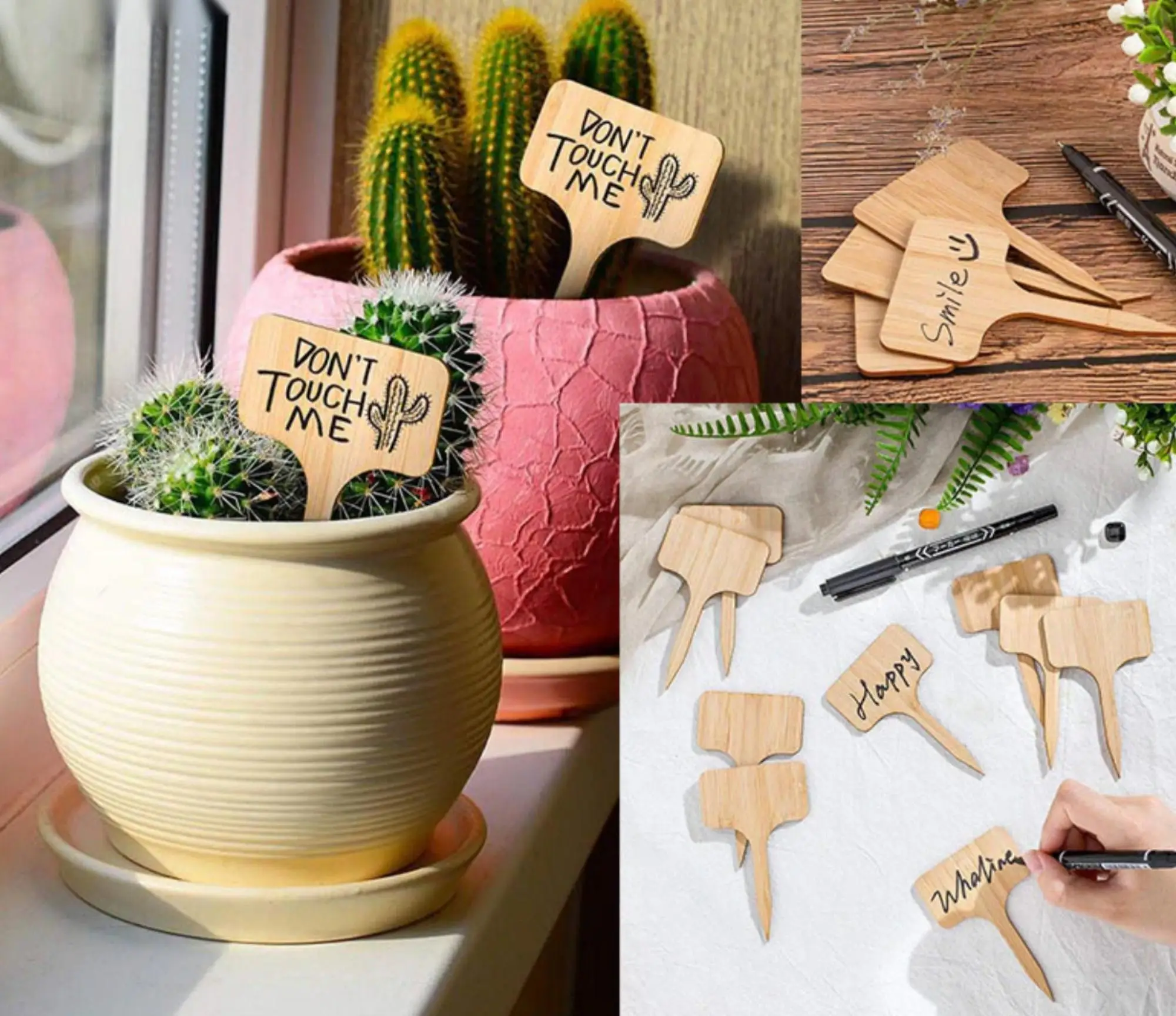 Low Cost Custom Herbs Seed Flowers Garden Jardin Vegetables Bamboo Wooden Plant Labels Tags Markers