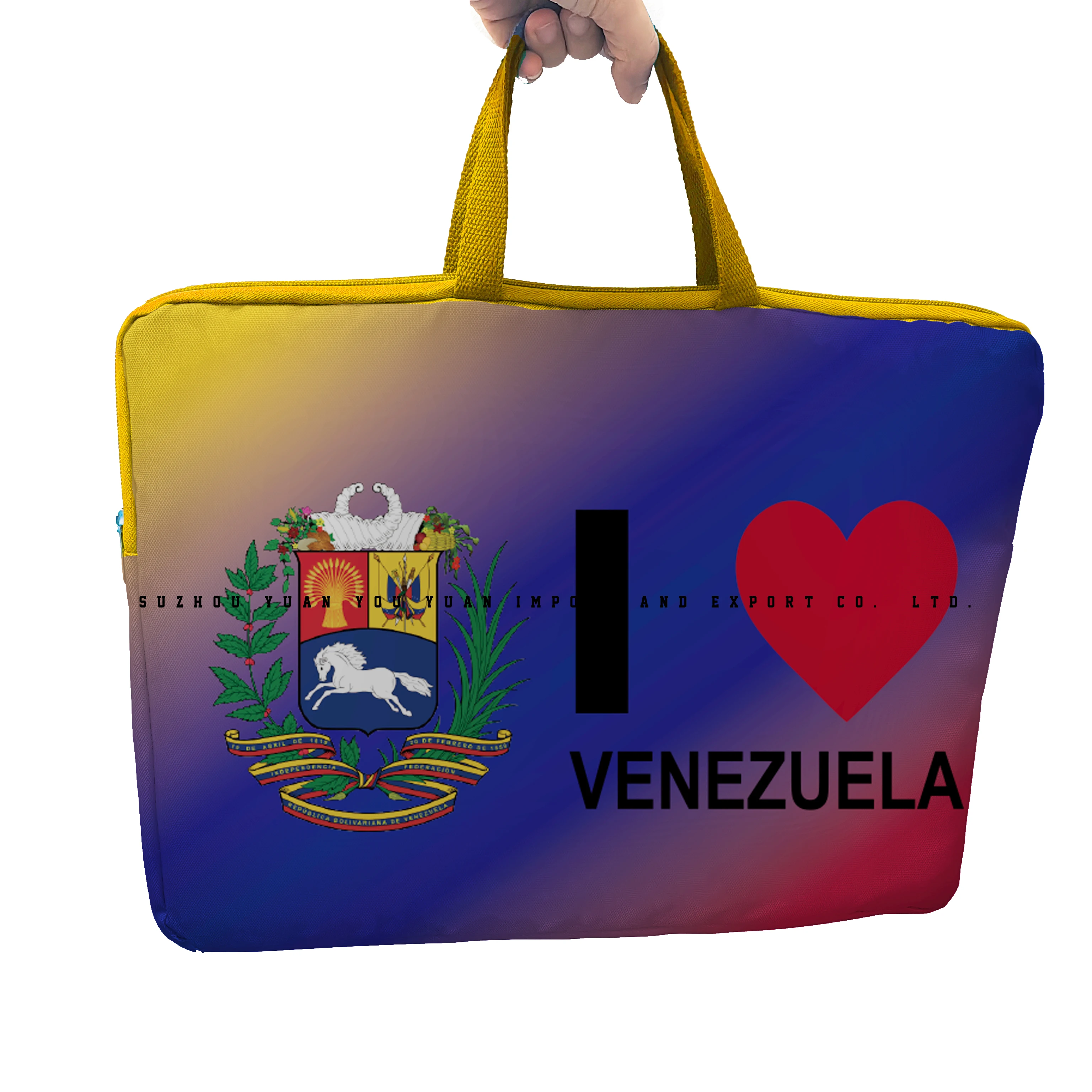 600D Oxford cloth 16X12 Inches Venezuela Flag Laptop Bag Double Sided Sublimation Printing Briefcase Bag With Zipper