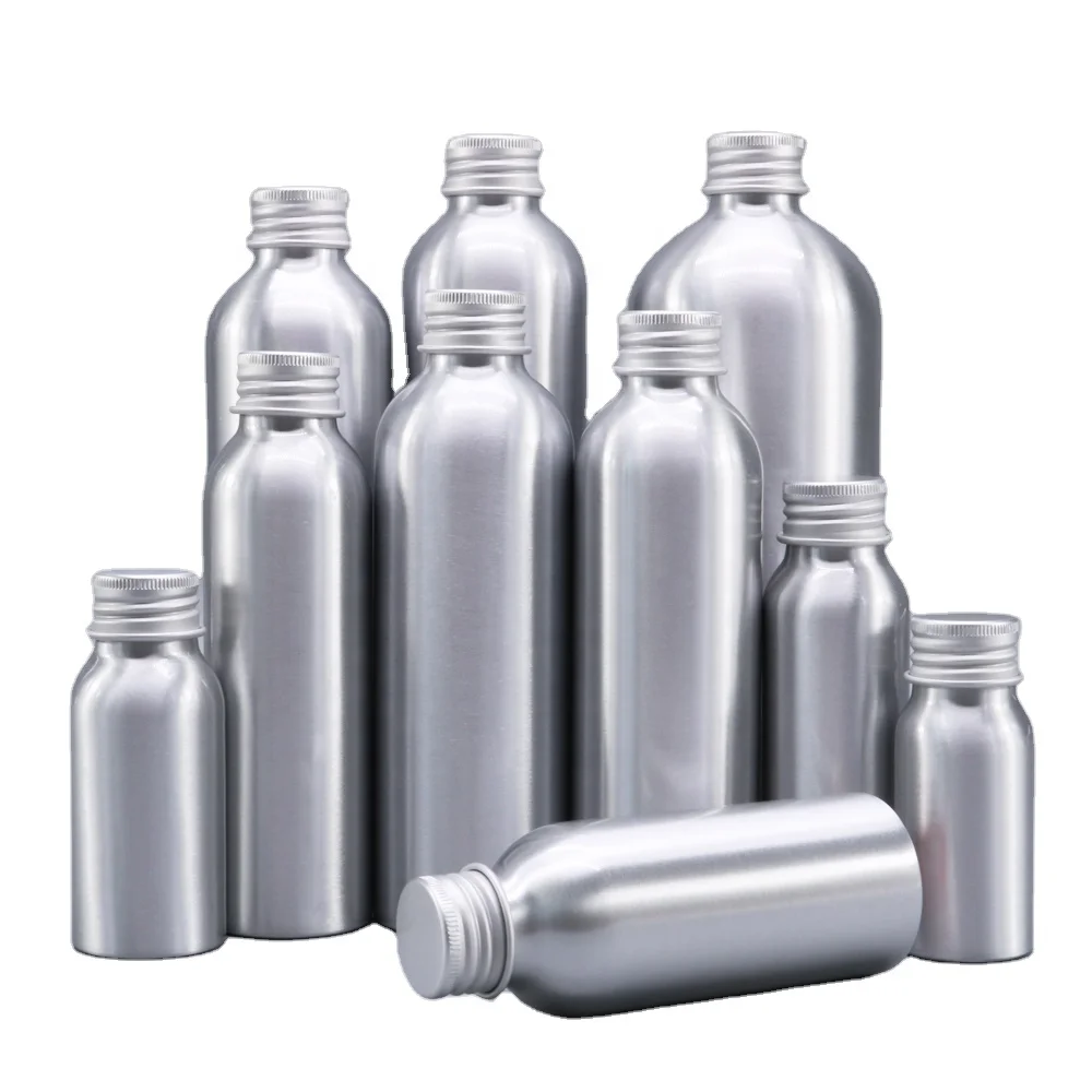 150ml 200ml 250ml 300ml 500ml aluminium bottle with metal silver screw cap