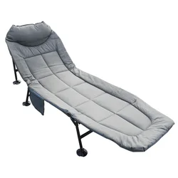 Camp Reclining Rest Chair Soft Cotton Mat Mattress Nap Cot Bed Portable Sleeping Travel Office Steel Folding Outdoor Camping Bed