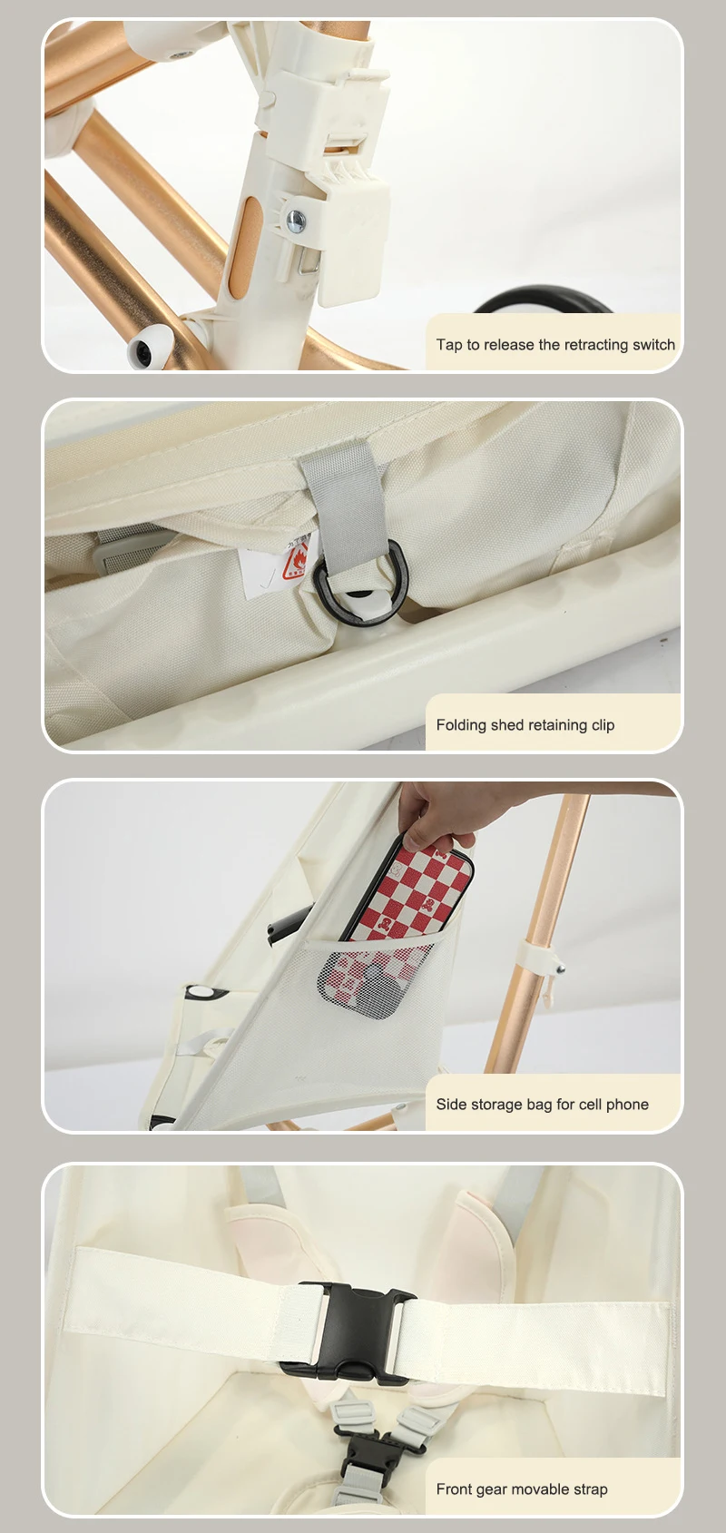 Lightweight Baby Carriage Stroller with Adjustable Canopy Comfortable for Baby