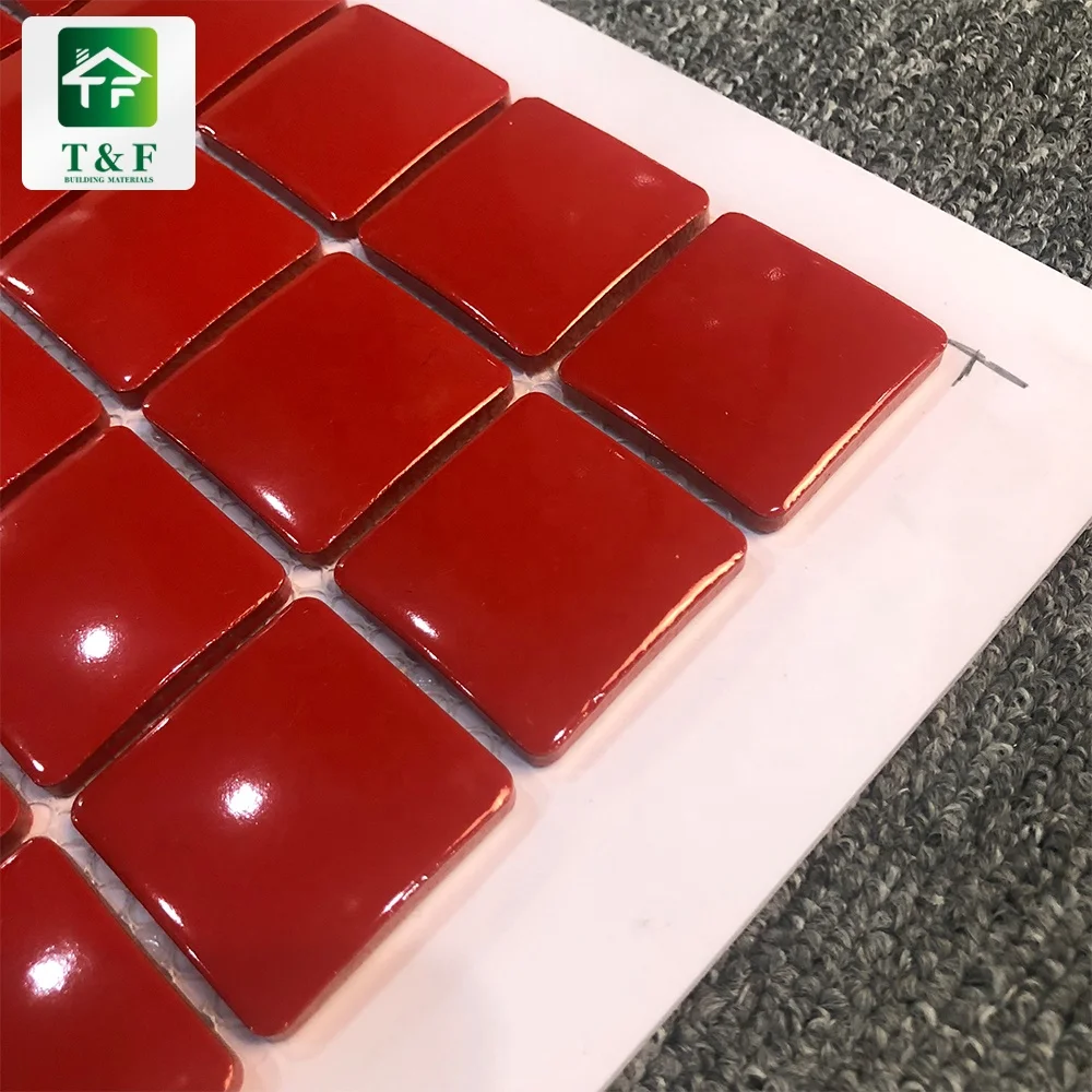 Hot Sale Kitchen Color Beveled Wall Mosaic Decoration Subway Tile Kitchen Decor Backsplash Decorative Red Ceramic Mosaic Tile