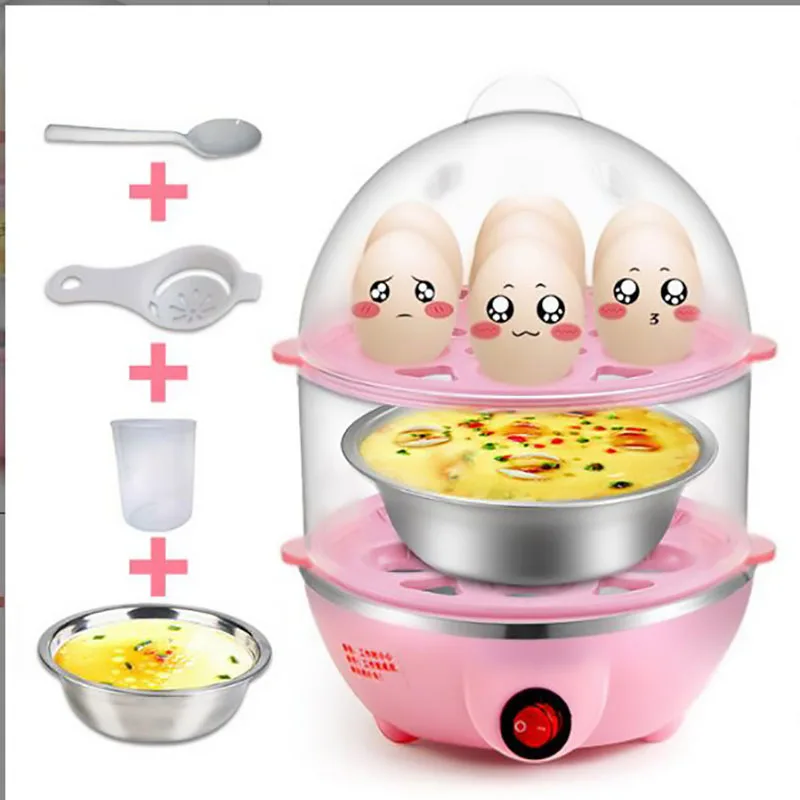 Portable Commercial Automatic Mini Egg Cooker Electric Stainless Steel Boiler Machine Steamer Double Layer Egg Cooker