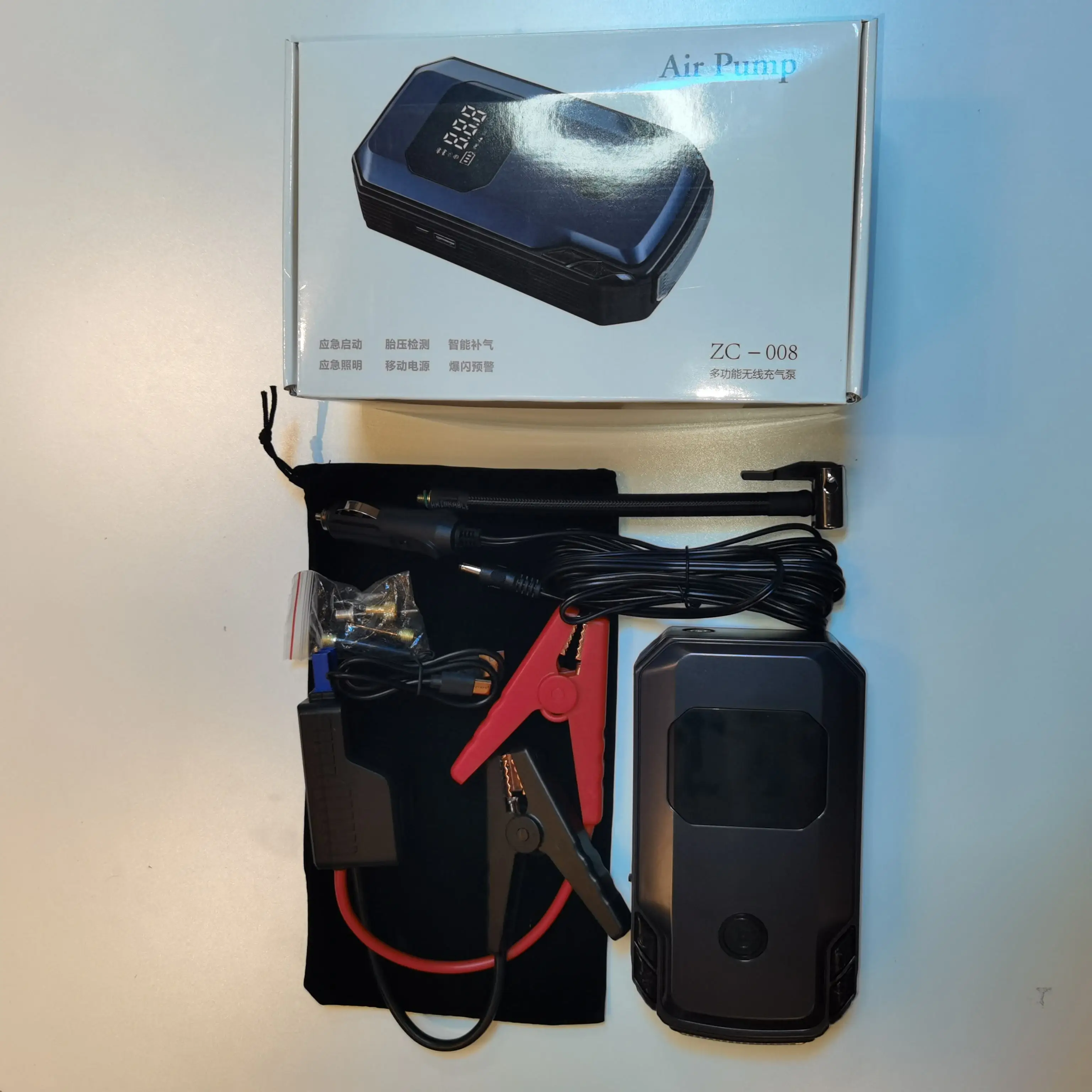 3 in 1 jump starter with car inflator Power Bank Battery Booster Mini 8000 maH New Arrival With Emergency Alarming