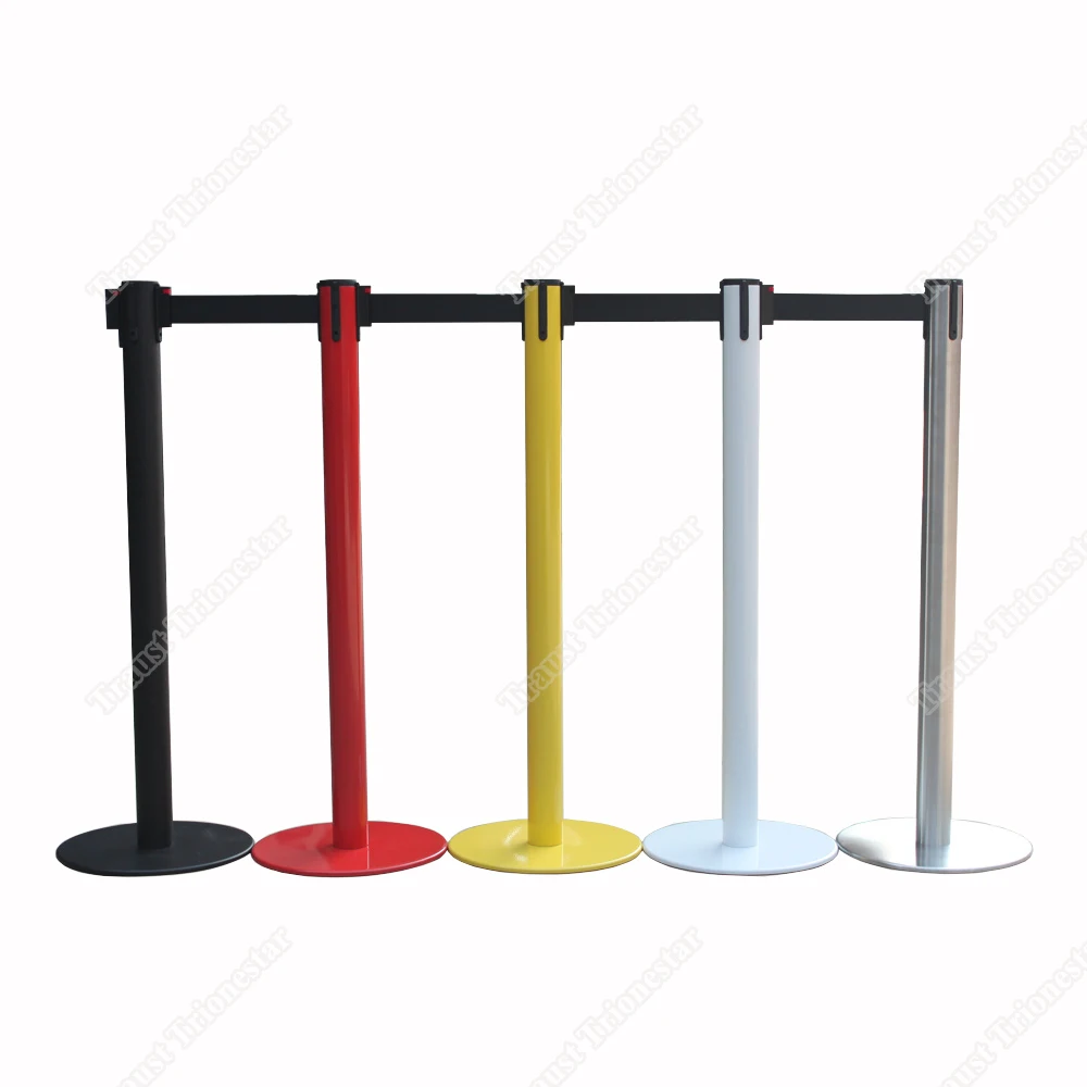 Traust security crowd control Retractable airport queue line control belt barrier/steel post