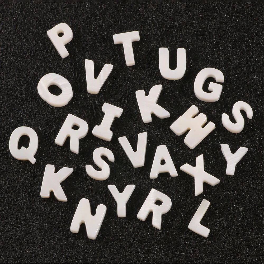 Wholesale High Quality A-Z Natural White Freshwater Shell 26 Alphabet Letters Beads for Necklace Bracelet DIY Making