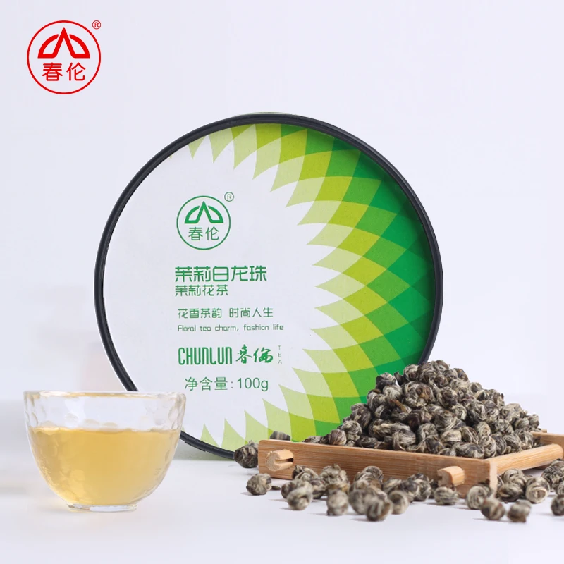
Chinese tea organic tea premium bulk canned jasmine tea white dragon ball 