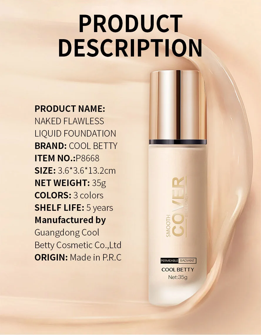 Wholesale No Logo Luxury Bottle OEM powder bulk Foundation Private Label Hydrating Waterproof Makeup Liquid Foundation