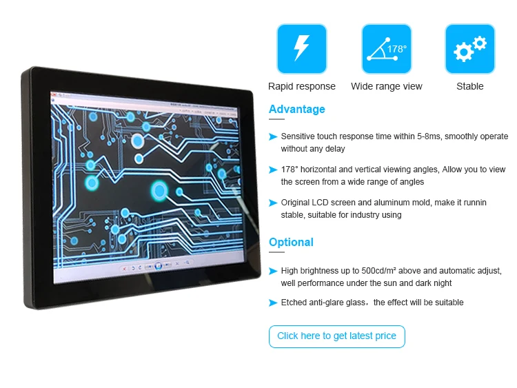 10.4/12.1/13.3/15 Inch Capacitive Touch Industrial Monitor Waterproof Screen VGA HDMI touch screen monitor panel pc Display
