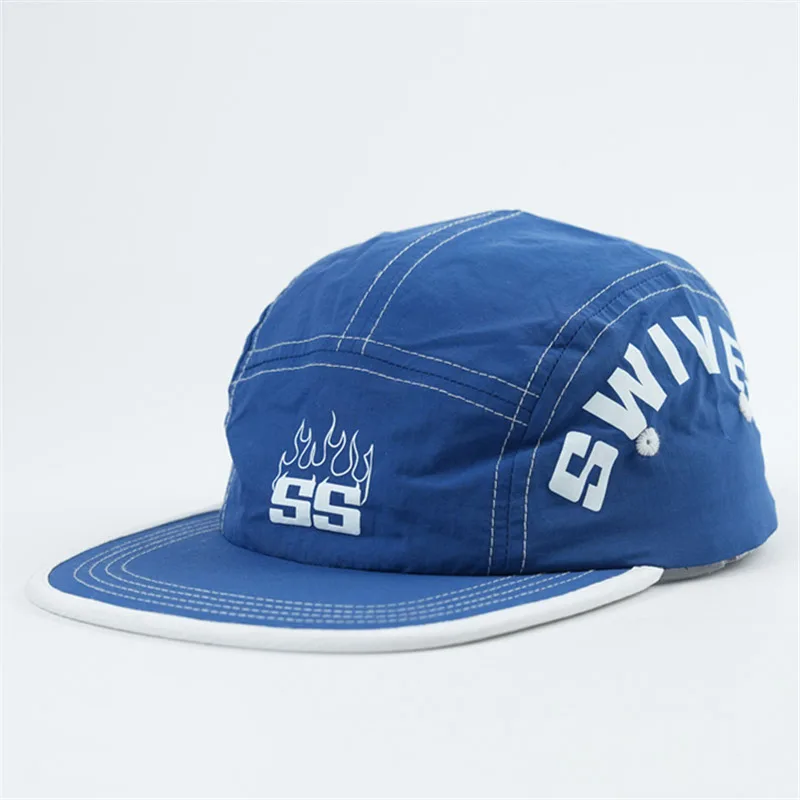 Wholesale Running Sports Nylon Custom Printing Logo 5 Panel Hat Adjustable Five Panel Camper Cap For Man