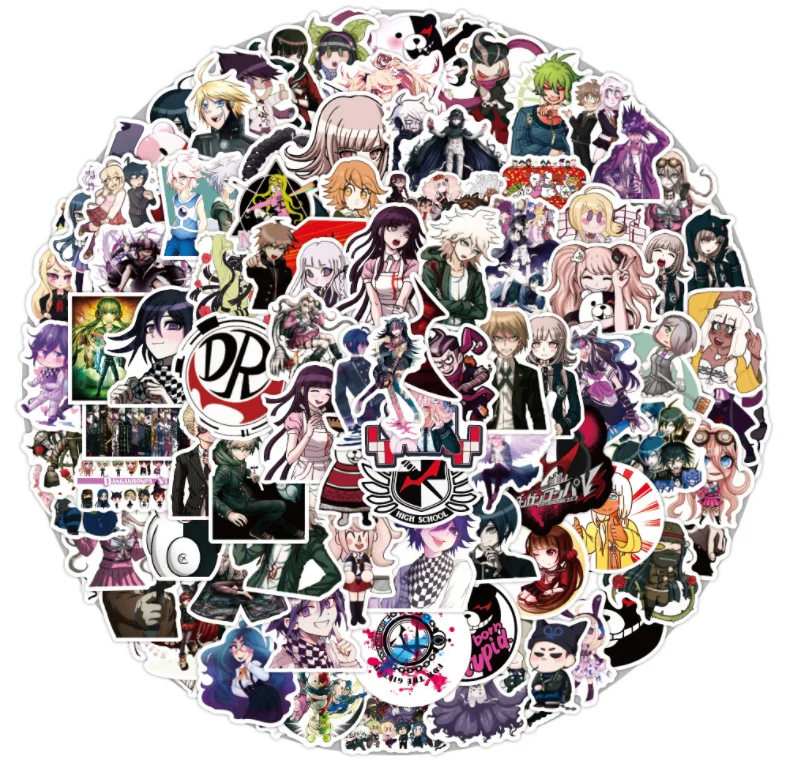 
100PCS Hot Sale Stickers For Skateboard Laptops Danganronpa Stickers PVC Waterproof Vinyl Graffiti Japanese Anime Sticker Packs 