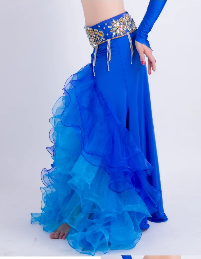 New ruffle Oriental belly dance sexy split mermaid tail Performance long skirt