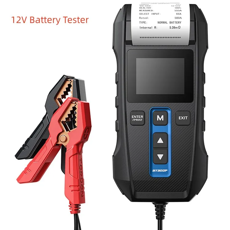 TOPDON BT300P 12V 24V Lead Acid Flooded AGM GEL EFB Battery Cranking Charging Test Car automotive Battery Tester With Printer
