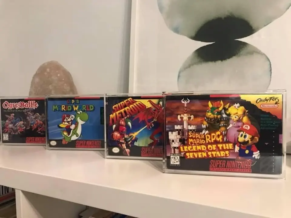 Acrylic Display Case Compatible with Nintendo SNES and N64 Game Box Clear Protective Case for Retro Video Games Collection (4.