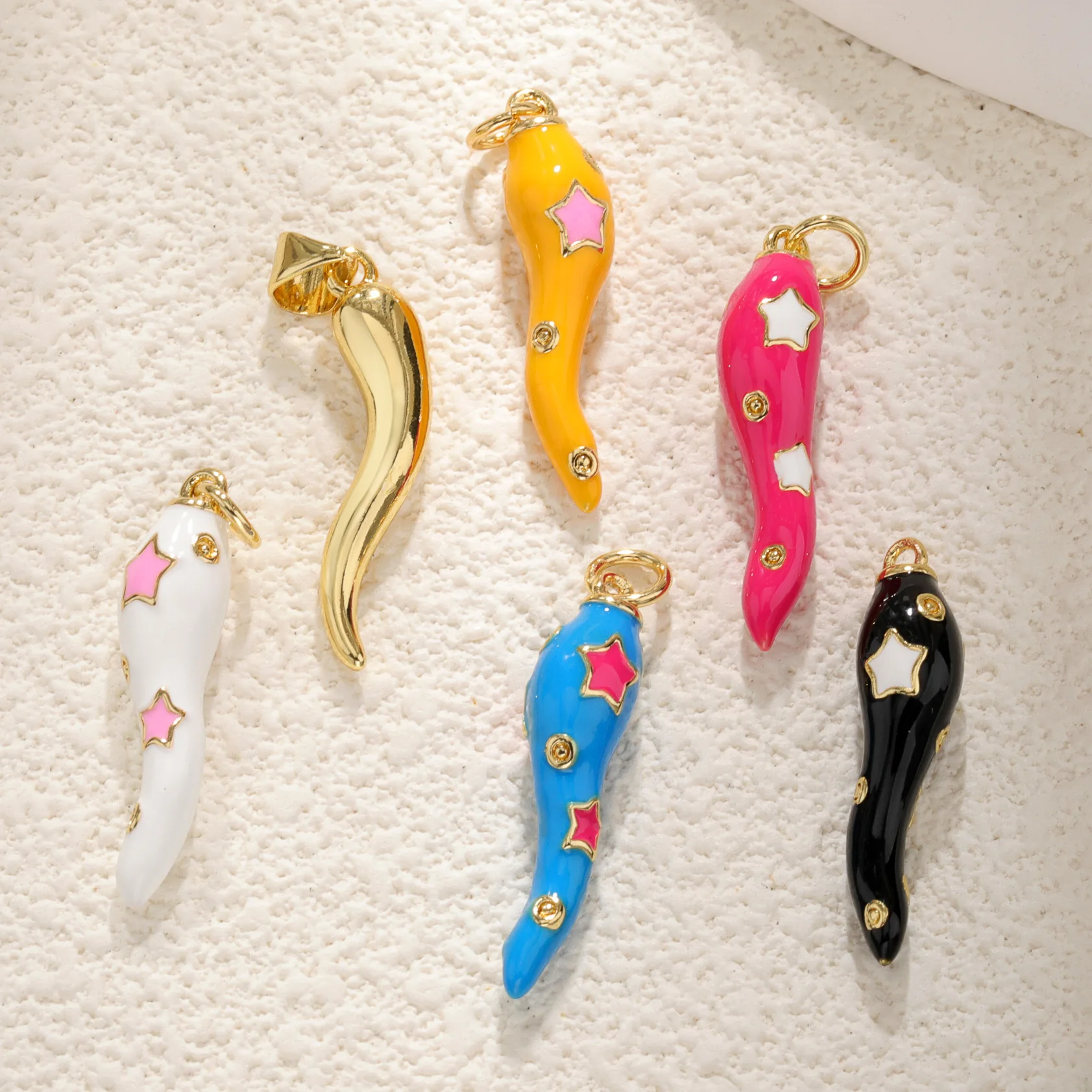 LS-C3414 Hot selling tiny cute pendant for DIY jewelry colorful enamel charm for girl boy pepper charms star