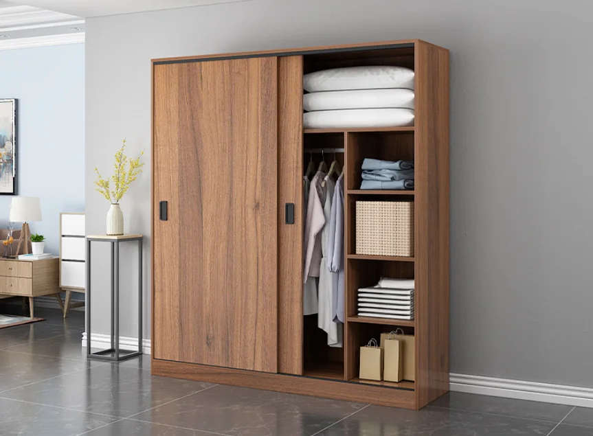 Northern Europe wooden sliding door household bedroom locker large wardrobe for rent
