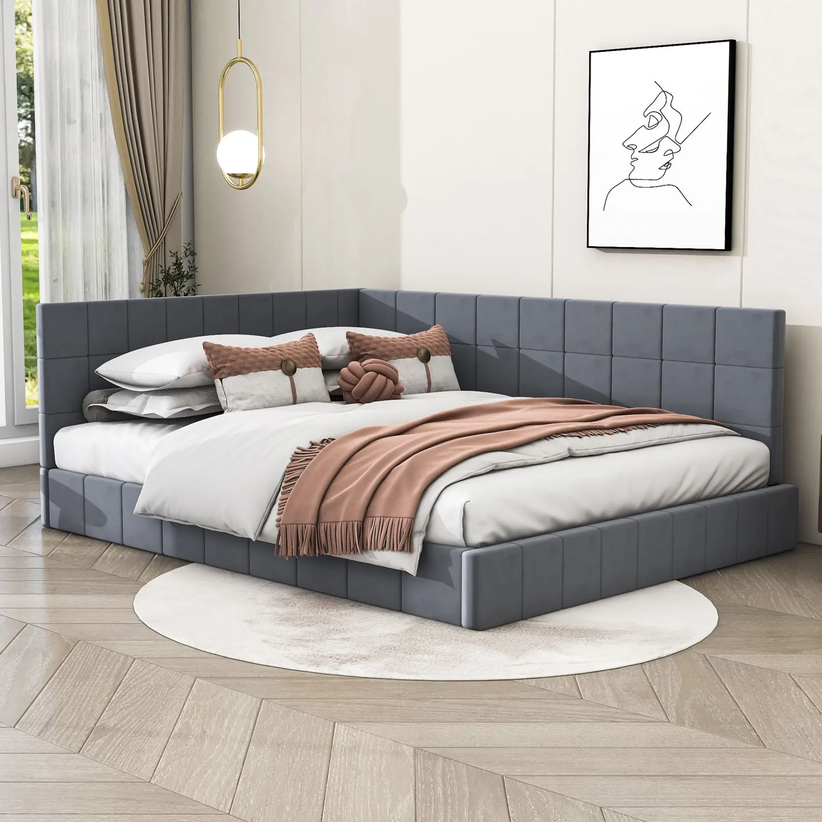 Kainice comfortable sofa bed upholstered daybed indoor for bedroom modern luxury beds twin floor bed frame